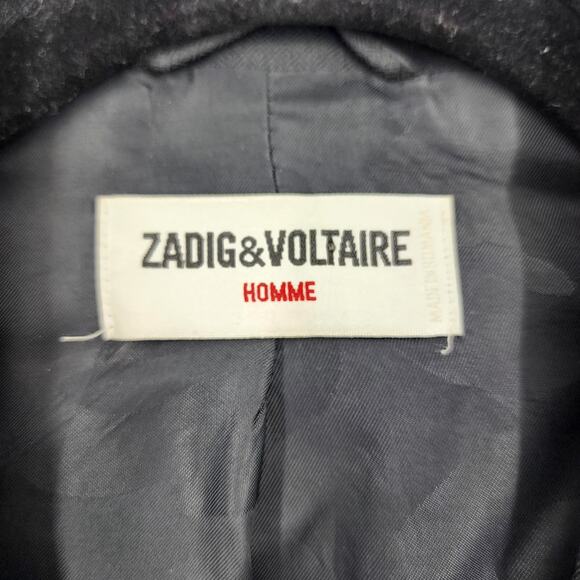 Zadig & Votaire Two Button Notched Collar Black Blazer Jacket Size 48 - Picture 2 of 6